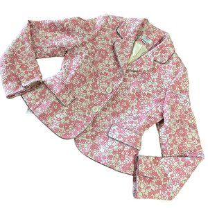 Pink Floral Cropped Blazer Jacket